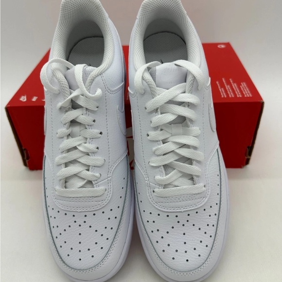 Women's Nike Court Vision Low Casual Shoes - Triple White CD5434_100 - Picture 4 of 14